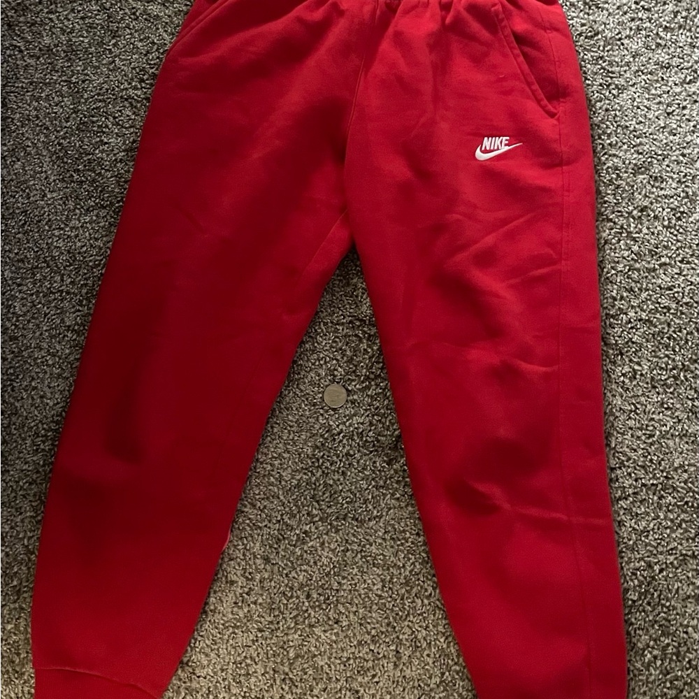 Nike Red Jogger Sweatpants Elastic Waistband